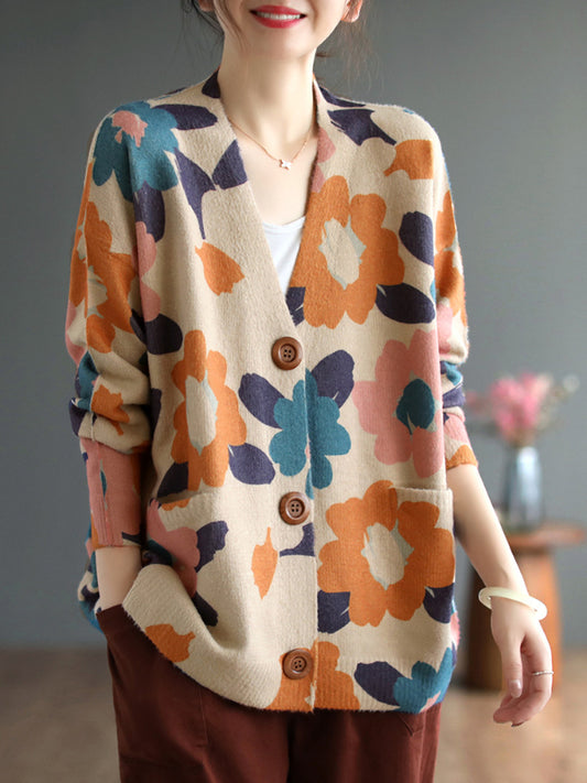 Retro printed long sleeve sweater2