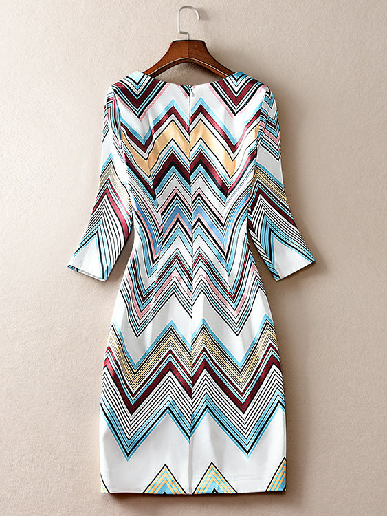 Loose Geometric Wave Dress