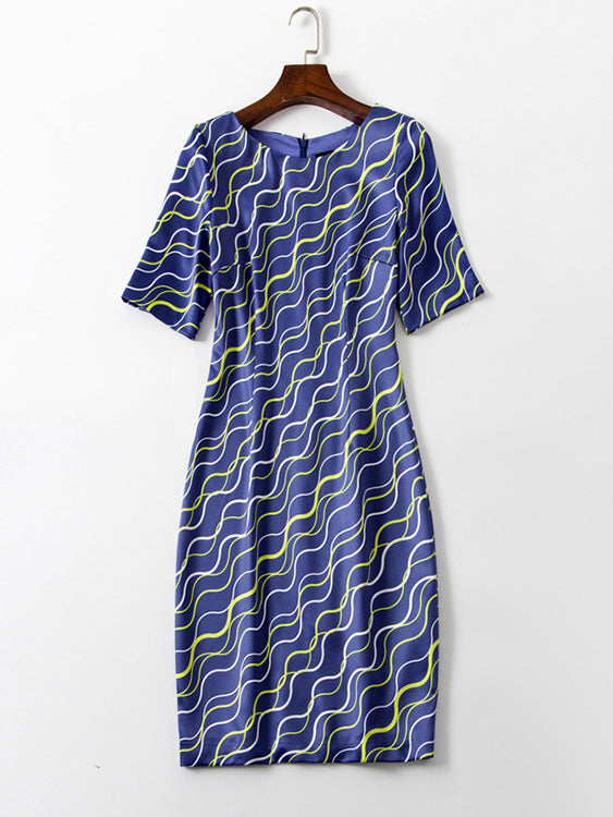 Loose Round Neck Wavy Dress