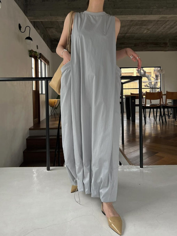 Simple temperament design vest dress loose slim breathable long skirt