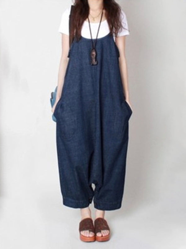 Plus Size Loose Wide Leg Harem Overalls