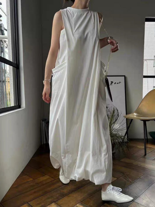 Simple temperament design vest dress loose slim breathable long skirt