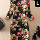 3/4 Sleeve Printed Round Neck Dress