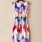 Fashion Round Neck Sleeveless Printed Belt Dress