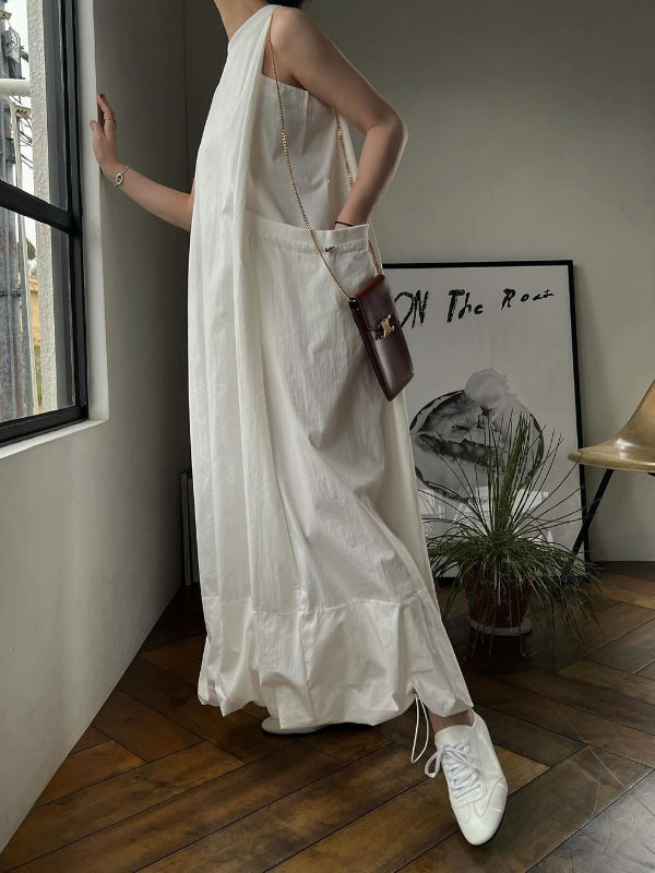 Simple temperament design vest dress loose slim breathable long skirt