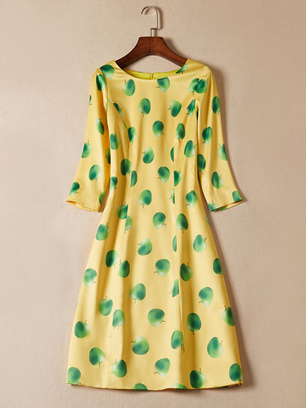 Loose Round Neck Apple Dress