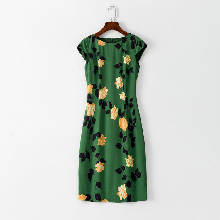 Green Sleeveless Printed Dress