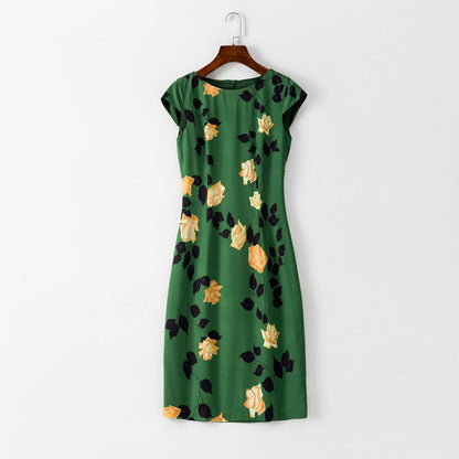 Green Sleeveless Printed Dress