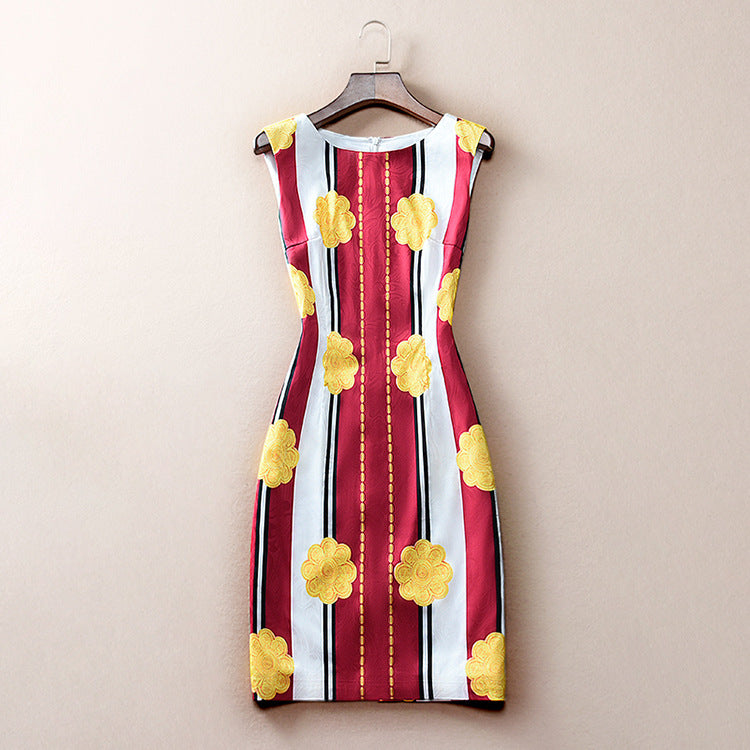 Fashion Print Round Neck Sleeveless Dress