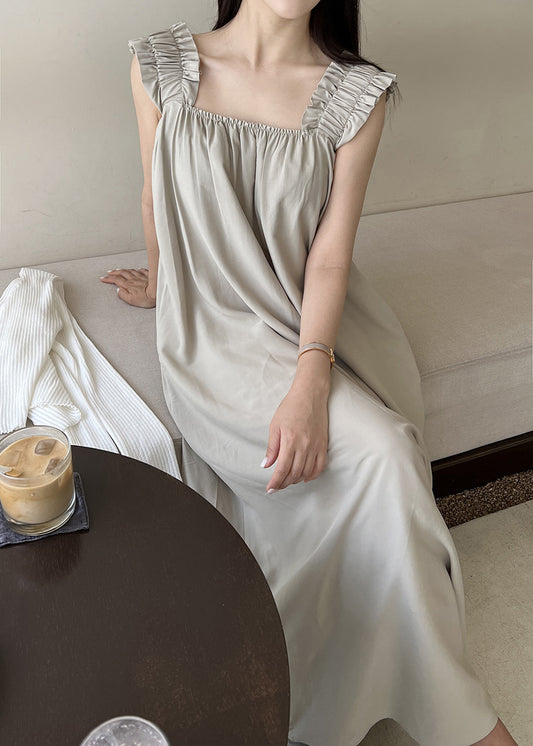 Fashion ruffle stitching lapel sleeveless dress