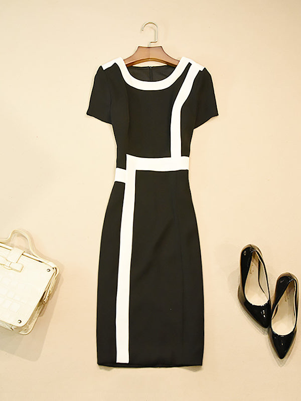 Fashion Black Round Neck Dress