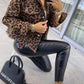 Trendy Leopard Denim Jacket