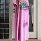 Cartoon Print Korean Style Lazy Style Loose Age-Reducing Short Sleeve Long Dress