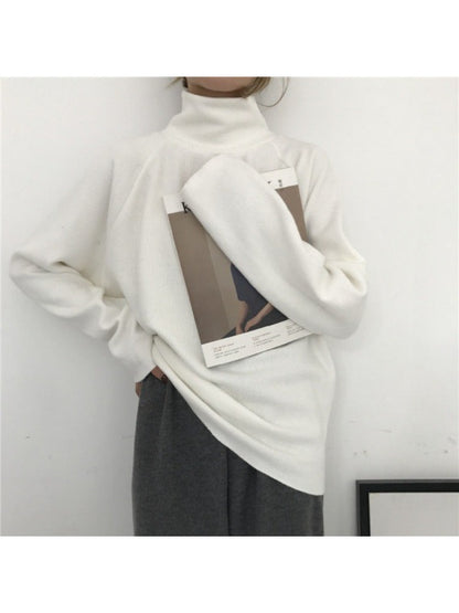 Looseu Turtleneck Solid Color Long Sleeve Top