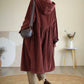 Retro Thickened Corduroy Long Hooded Coat