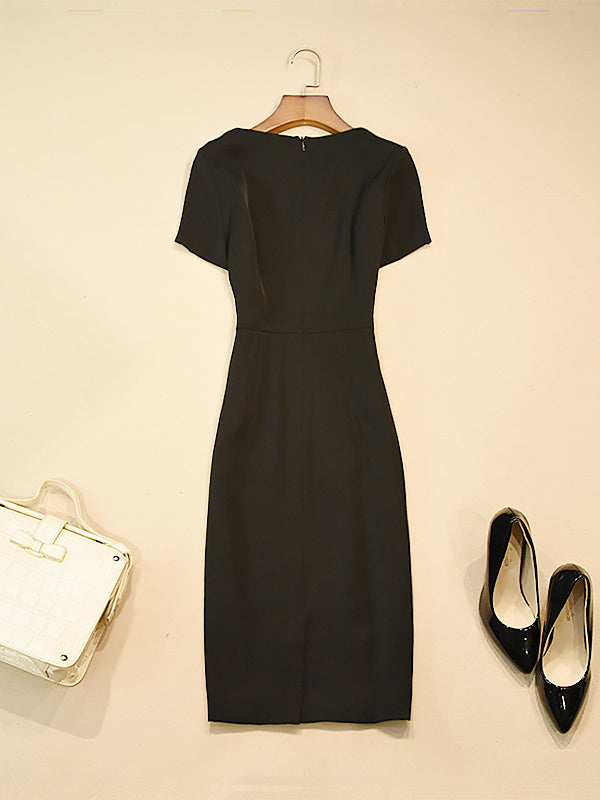 Fashion Black Round Neck Dress