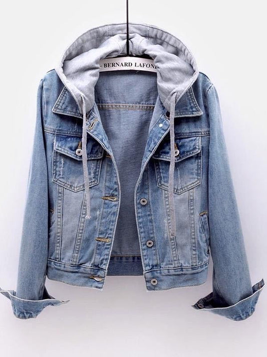 Long Sleeve Denim Hooded Jacket