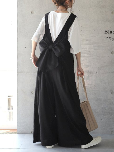 Retro Backless Bow Jumpsuit Overalls