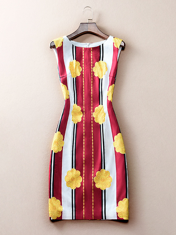 Fashion Print Round Neck Sleeveless Dress