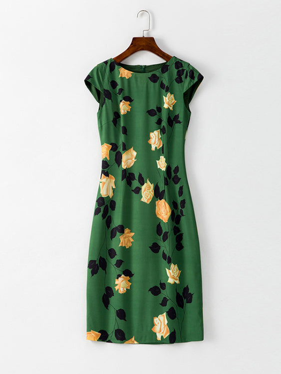 Green Sleeveless Printed Dress