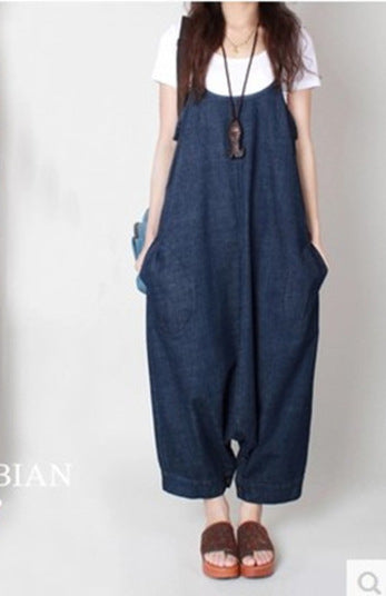 Plus Size Loose Wide Leg Harem Overalls