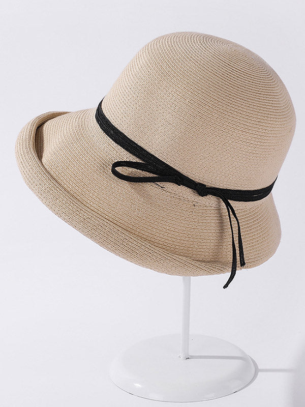 Original Bow-Embellished Sun-Protection Large Wide Brim Hat