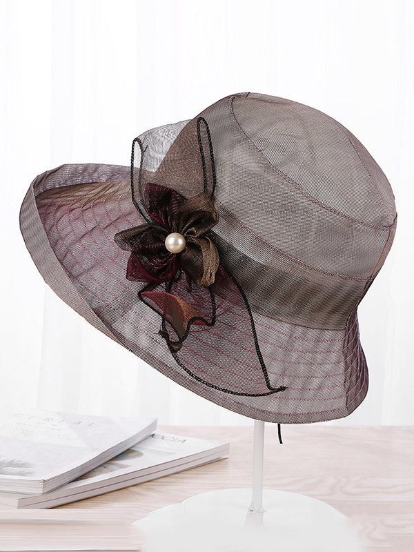 Stylish Bow-Embellished Sun-Protection Large Wide Brim Hat