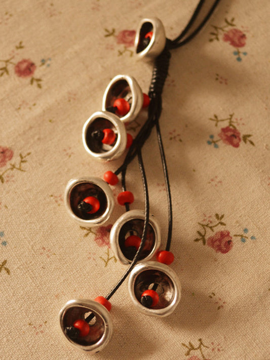 Vintage National Branch&Flowers Tasseled Long Necklace