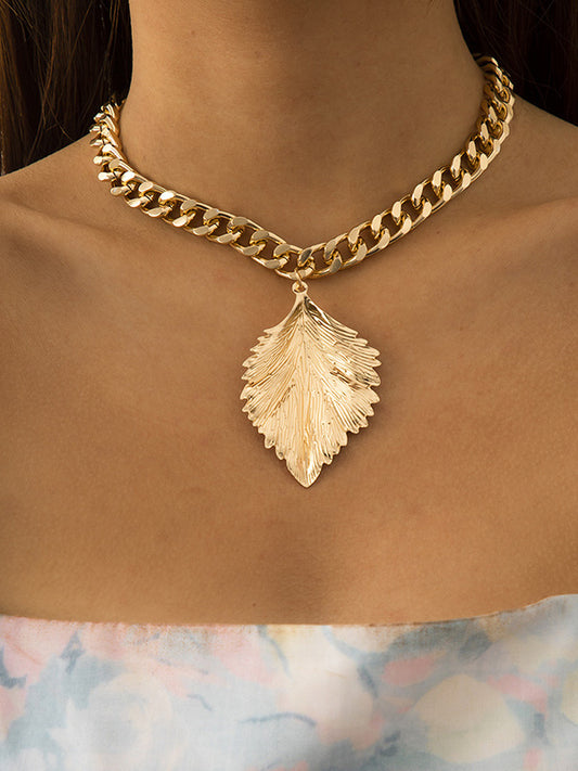 Original Cool Metal Leaf Chain Necklace