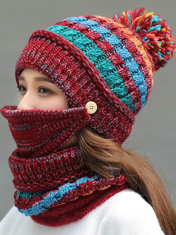 Original Three Pieces Knitting Hat+Mask+Scarf