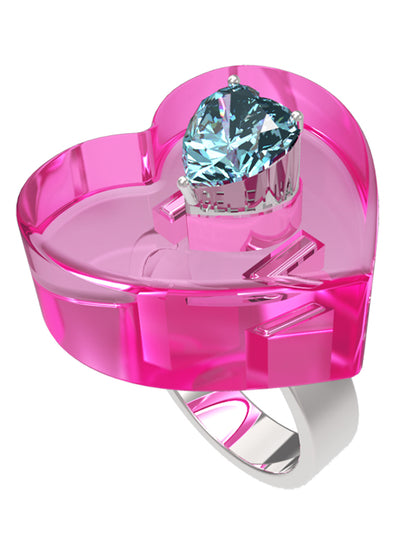 Double Layer Heart Zircon Ring