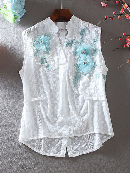 Fashion Loose Cotton V Neck Sleeveless Shirt Top