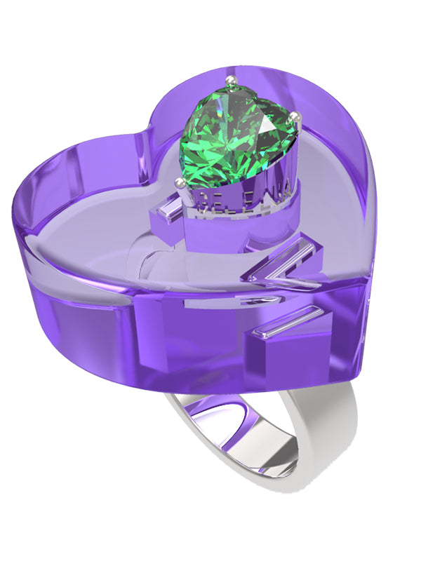 Double Layer Heart Zircon Ring