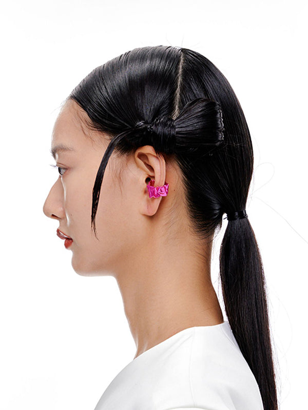 Ruffled Metal Ring/Ear Clip Dual Use Open Ring