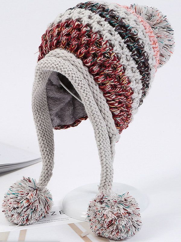 Casual Warm Contrast Color Knitted Hat