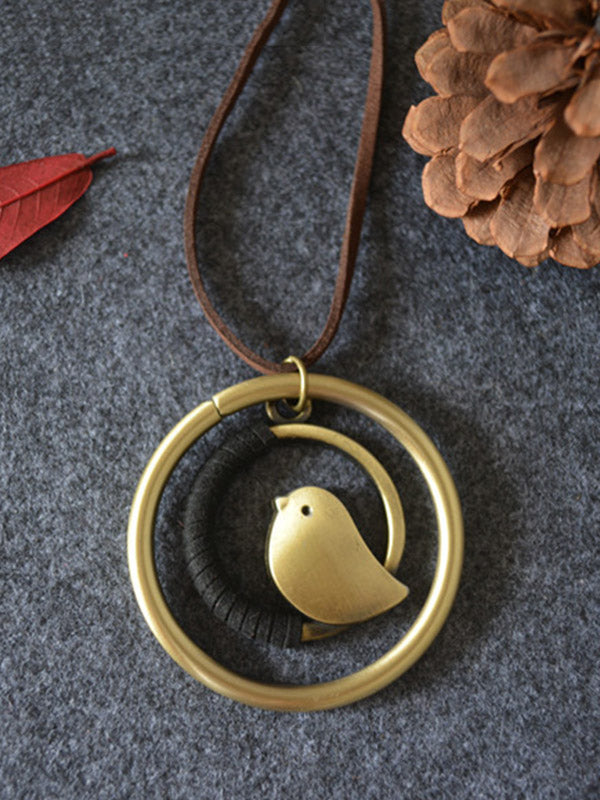 Vintage Bird Alloy Multi-Layer Circle Necklace