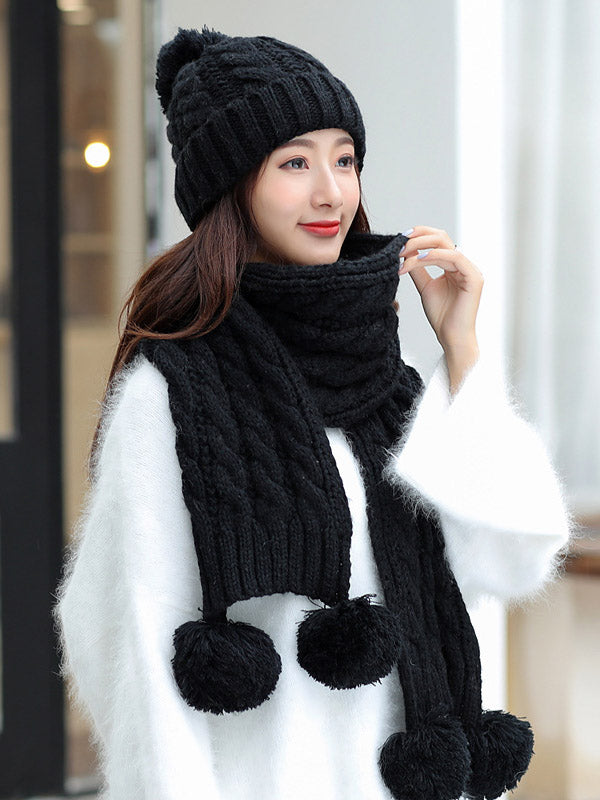 Original Solid Warm Knitting Hat&Scarf Set