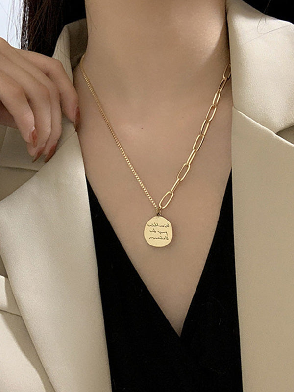 Simple Chic Normcore Alloy Geometry Pendant Chain Necklace