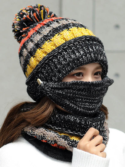 Original Three Pieces Knitting Hat+Mask+Scarf