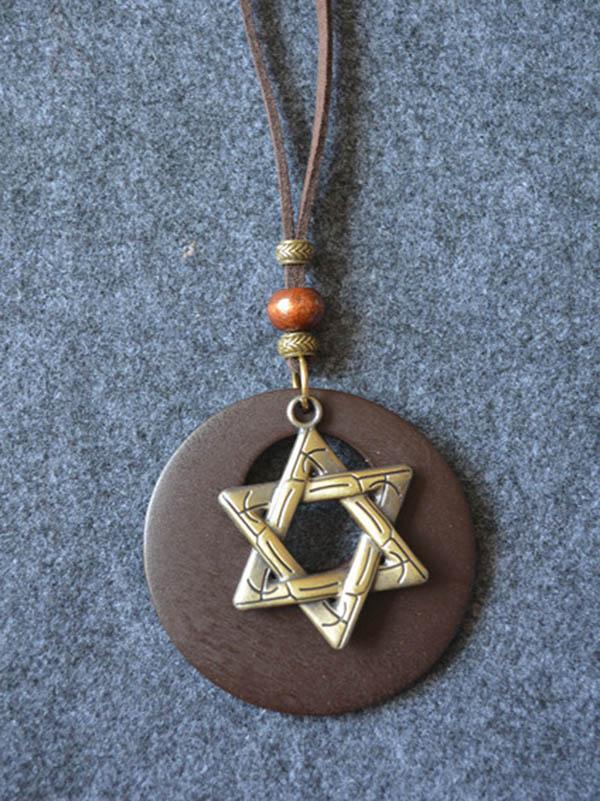 Vintage Ethnic Style Star Moon Long Necklace