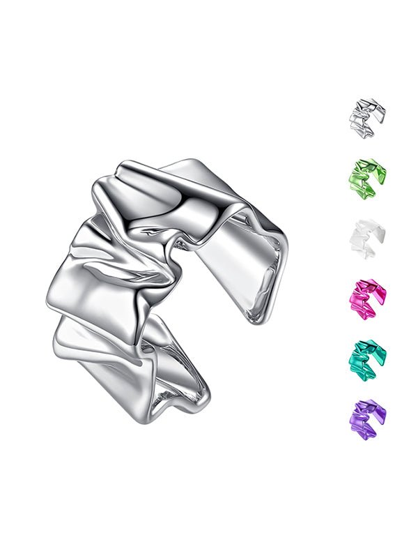 Ruffled Metal Ring/Ear Clip Dual Use Open Ring