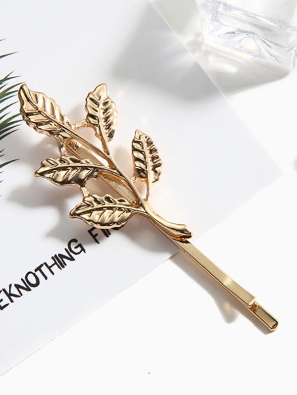 Simple Leaf Gold Color Barrette