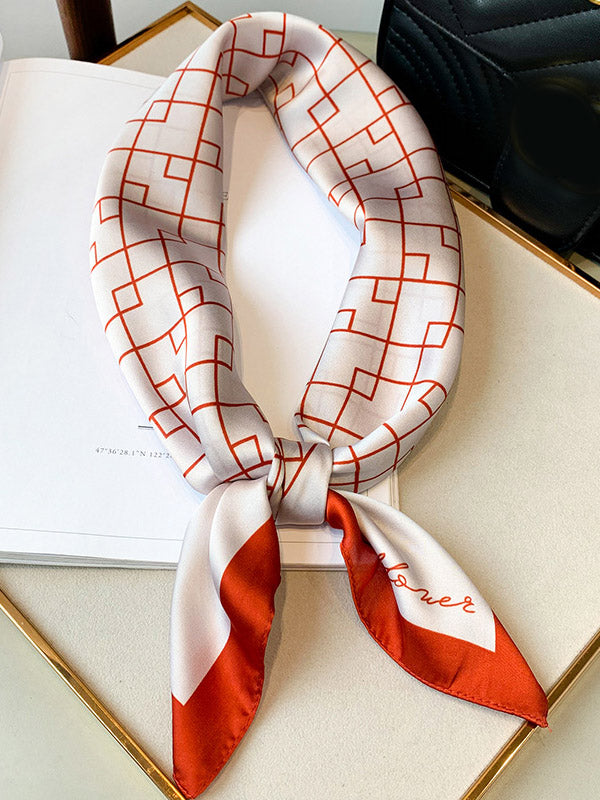 Original Geometry Printed Hair Band&Silk Scarf