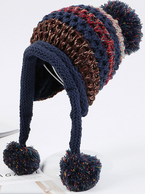 Casual Warm Contrast Color Knitted Hat