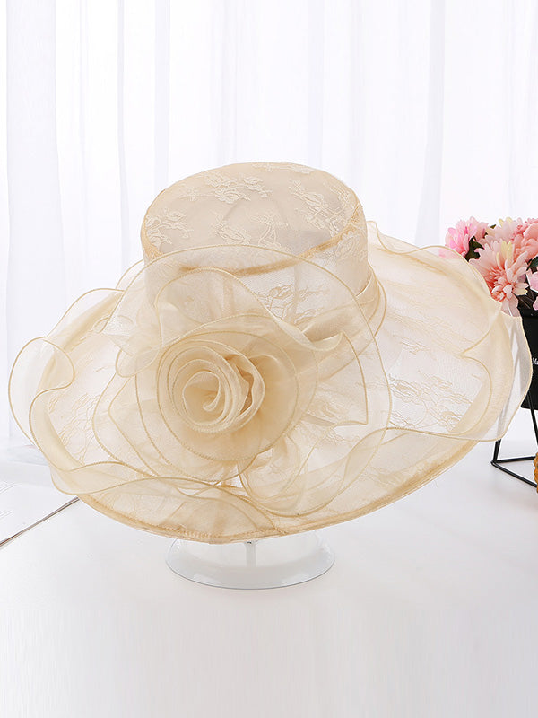 Vacation Lace Embroidered Breathable Sun-Protection Bucket Hat