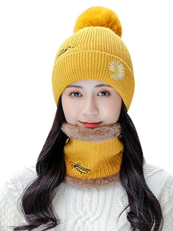 Personality Thickened Solid Hat&Scarf Set