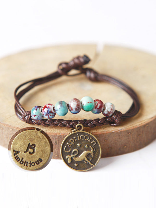 Original Handmade The Zodiac Sign Ceramic Beads Bracelet