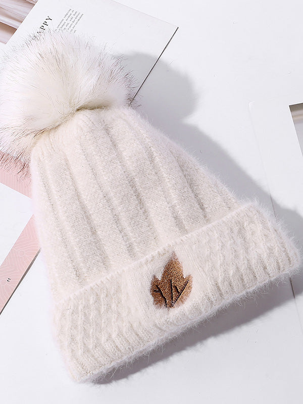 Simple Rabbit Fur Solid Color Knitted Hat