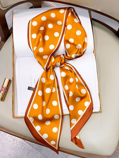 Vintage Polka-Dot Printed Hair Band& Silk Scarf