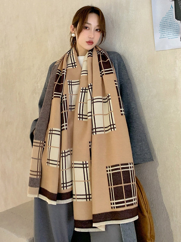 Personality Warm Striped Plaid Knitting Scarf